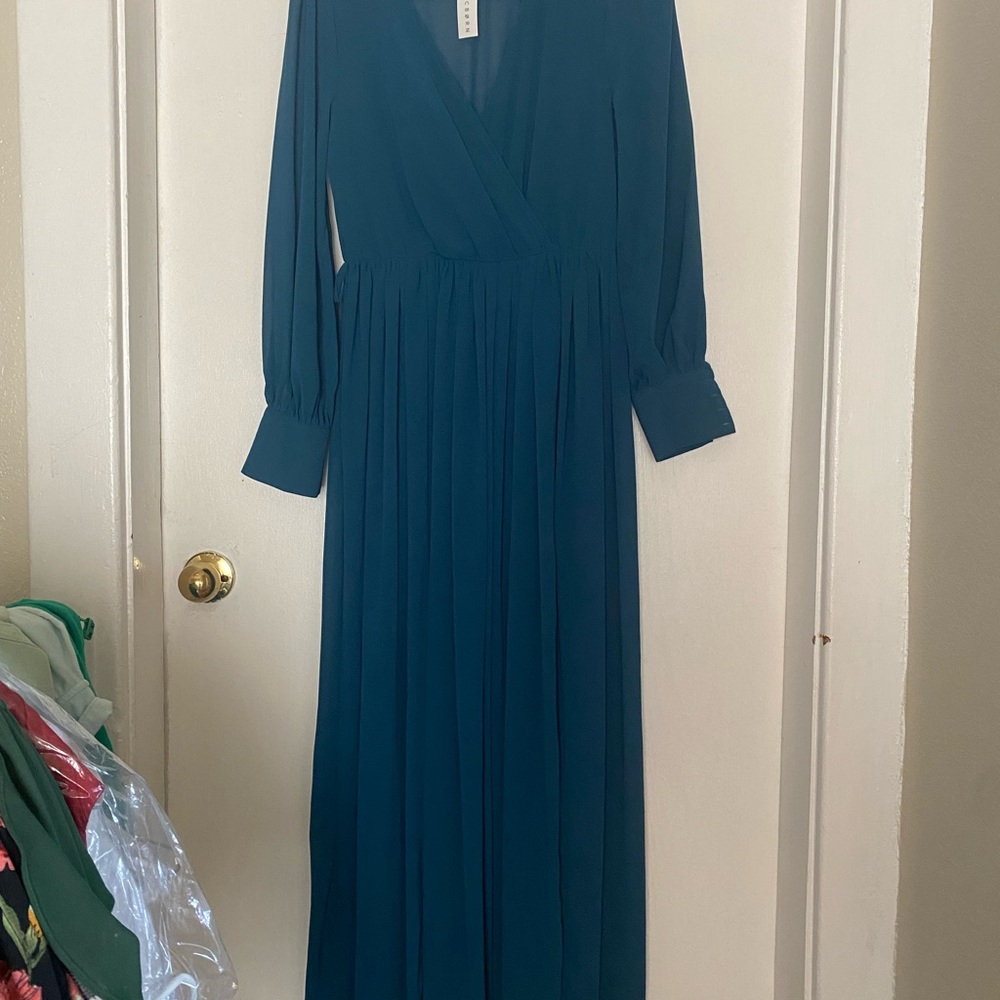 Baltic Born Deep Peacock Blue Long Sleeve Dress